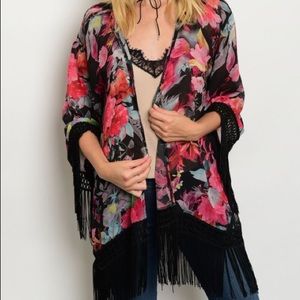 Floral Fringe Kimono